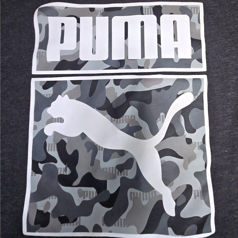 Puma Mens 4XL T-Shirt Charcoal Heather Grey Camo Logo Graphic Tee Short Sleeve - Picture 2 of 6